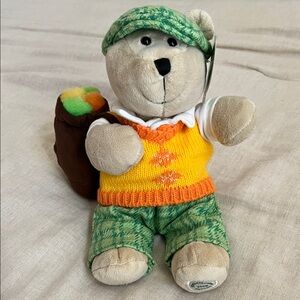 NWT Starbucks Bearista with Green Hat, and Yellow Vest. 50th Edition